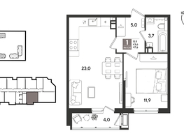 Продается 1-комнатная квартира ЖК Рекорд 2, литера 5, 47.6  м&sup2;, 11400200 рублей