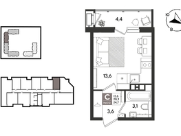 Продается Студия ЖК Рекорд 2, литера 5, 24.7  м&sup2;, 7938580 рублей