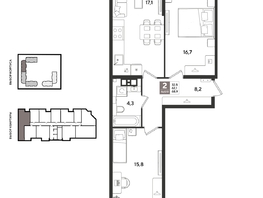 Продается 2-комнатная квартира ЖК Рекорд 2, литера 5, 68.9  м&sup2;, 14496560 рублей