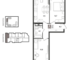Продается 2-комнатная квартира ЖК Рекорд 2, литера 5, 68.7  м&sup2;, 14646840 рублей