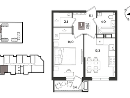 Продается 1-комнатная квартира ЖК Рекорд 2, литера 5, 41.6  м&sup2;, 10724480 рублей