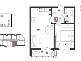 Продается 1-комнатная квартира ЖК Рекорд 2, литера 5, 47.4  м&sup2;, 11570340 рублей
