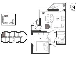 Продается 1-комнатная квартира ЖК Рекорд 2, литера 5, 43.3  м&sup2;, 11773270 рублей