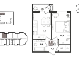 Продается 1-комнатная квартира ЖК Рекорд 2, литера 5, 42  м&sup2;, 10873800 рублей