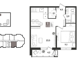 Продается 1-комнатная квартира ЖК Рекорд 2, литера 5, 49.3  м&sup2;, 12024270 рублей