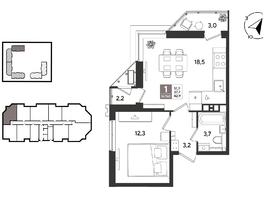 Продается 1-комнатная квартира ЖК Рекорд 2, литера 5, 42.9  м&sup2;, 12003420 рублей