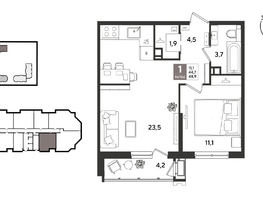 Продается 1-комнатная квартира ЖК Рекорд 2, литера 5, 48.9  м&sup2;, 11613750 рублей