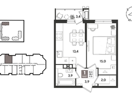 Продается 1-комнатная квартира ЖК Рекорд 2, литера 5, 41.6  м&sup2;, 10849280 рублей