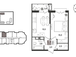 Продается 1-комнатная квартира ЖК Рекорд 2, литера 5, 41.4  м&sup2;, 11165580 рублей
