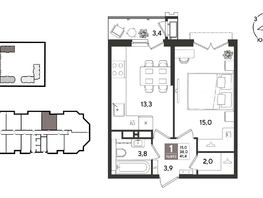 Продается 1-комнатная квартира ЖК Рекорд 2, литера 5, 41.4  м&sup2;, 10714320 рублей