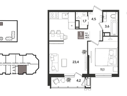 Продается 1-комнатная квартира ЖК Рекорд 2, литера 5, 48.5  м&sup2;, 11707900 рублей