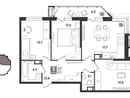 Продается 3-комнатная квартира ЖК Рекорд 2, литера 5, 87.7  м&sup2;, 18241600 рублей