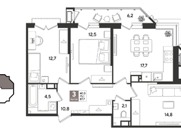 Продается 3-комнатная квартира ЖК Рекорд 2, литера 5, 87.7  м&sup2;, 21942540 рублей