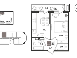 Продается 1-комнатная квартира ЖК Рекорд 2, литера 5, 44.4  м&sup2;, 12312120 рублей