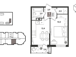 Продается 1-комнатная квартира ЖК Рекорд 2, литера 6, 41.6  м&sup2;, 10566400 рублей