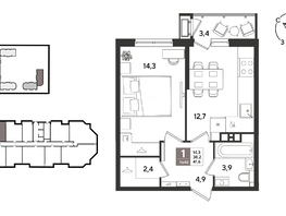 Продается 1-комнатная квартира ЖК Рекорд 2, литера 6, 41.6  м&sup2;, 10258560 рублей