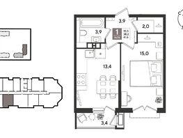 Продается 1-комнатная квартира ЖК Рекорд 2, литера 6, 41.6  м&sup2;, 11032320 рублей