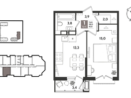 Продается 1-комнатная квартира ЖК Рекорд 2, литера 6, 41.4  м&sup2;, 11045520 рублей