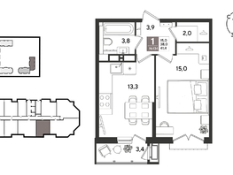 Продается 1-комнатная квартира ЖК Рекорд 2, литера 6, 41.4  м&sup2;, 10962720 рублей