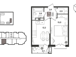 Продается 1-комнатная квартира ЖК Рекорд 2, литера 6, 41.4  м&sup2;, 11111760 рублей