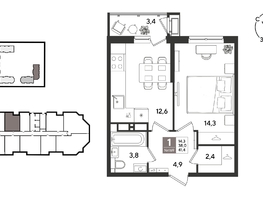Продается 1-комнатная квартира ЖК Рекорд 2, литера 6, 41.4  м&sup2;, 10581840 рублей