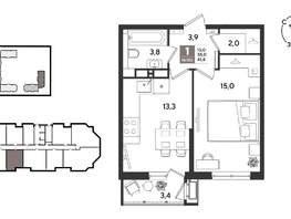 Продается 1-комнатная квартира ЖК Рекорд 2, литера 6, 41.4  м&sup2;, 10859220 рублей