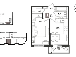 Продается 1-комнатная квартира ЖК Рекорд 2, литера 6, 42  м&sup2;, 10705800 рублей