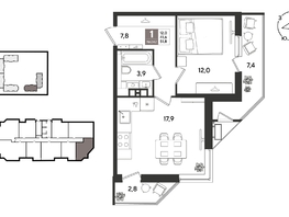Продается 1-комнатная квартира ЖК Рекорд 2, литера 6, 51.8  м&sup2;, 11981340 рублей
