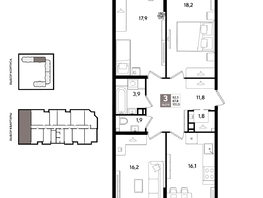 Продается 3-комнатная квартира ЖК Рекорд 2, литера 1, 101  м&sup2;, 19866700 рублей