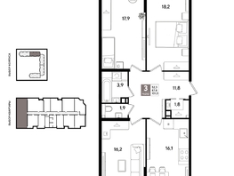 Продается 3-комнатная квартира ЖК Рекорд 2, литера 1, 101  м&sup2;, 20371700 рублей