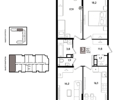 Продается 3-комнатная квартира ЖК Рекорд 2, литера 1, 100.8  м&sup2;, 20331360 рублей