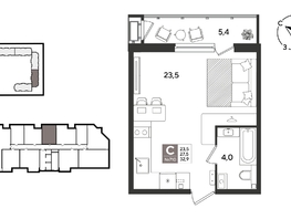 Продается Студия ЖК Рекорд 2, литера 1, 32.9  м&sup2;, 9188970 рублей