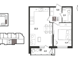 Продается 1-комнатная квартира ЖК Рекорд 2, литера 1, 48.1  м&sup2;, 12308790 рублей