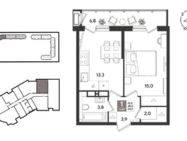 Продается 1-комнатная квартира ЖК Рекорд 2, литера 2, 44.8  м&sup2;, 10756480 рублей