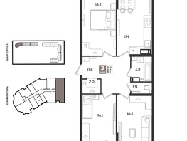 Продается 3-комнатная квартира ЖК Рекорд 2, литера 2, 98.1  м&sup2;, 20159550 рублей