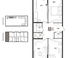 Продается 3-комнатная квартира ЖК Рекорд 2, литера 2, 101.4  м&sup2;, 19661460 рублей