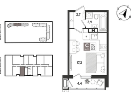 Продается Студия ЖК Рекорд 2, литера 2, 28.2  м&sup2;, 8586900 рублей