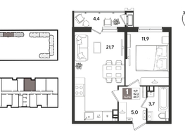 Продается 1-комнатная квартира ЖК Рекорд 2, литера 2, 46.7  м&sup2;, 11343430 рублей