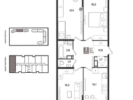 Продается 3-комнатная квартира ЖК Рекорд 2, литера 2, 100.8  м&sup2;, 20714400 рублей