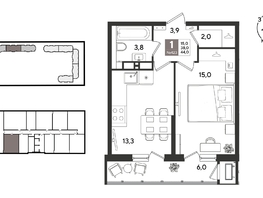 Продается 1-комнатная квартира ЖК Рекорд 2, литера 2, 44.2  м&sup2;, 11673220 рублей