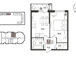 Продается 1-комнатная квартира ЖК Рекорд 2, литера 2, 42.2  м&sup2;, 10815860 рублей