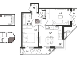 Продается 2-комнатная квартира ЖК Рекорд 2, литера 2, 70.3  м&sup2;, 15044200 рублей