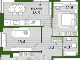 Продается 3-комнатная квартира ЖК ДОГМА ПАРК, лит 12, 70.6  м&sup2;, 10900640 рублей