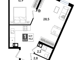 Продается 1-комнатная квартира ЖК ДОГМА ПАРК, лит 13, 46.2  м&sup2;, 8551620 рублей