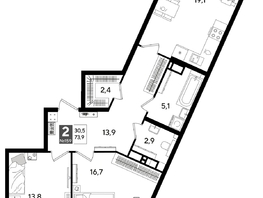 Продается 2-комнатная квартира ЖК ДОГМА ПАРК, лит 13, 73.9  м&sup2;, 12267400 рублей