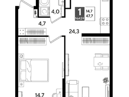 Продается 1-комнатная квартира ЖК ДОГМА ПАРК, лит 13, 47.7  м&sup2;, 9048690 рублей