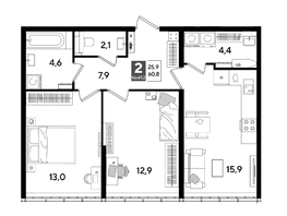 Продается 2-комнатная квартира ЖК ДОГМА ПАРК, лит 13, 60.8  м&sup2;, 11083840 рублей