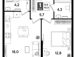 Продается 1-комнатная квартира ЖК ДОГМА ПАРК, литера 16, 45  м&sup2;, 8689500 рублей