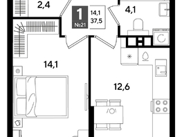 Продается 1-комнатная квартира ЖК ДОГМА ПАРК, литера 16, 37.5  м&sup2;, 7627500 рублей