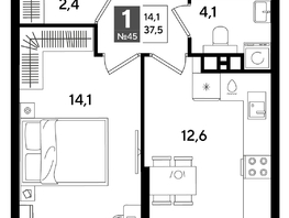 Продается 1-комнатная квартира ЖК ДОГМА ПАРК, литера 16, 37.5  м&sup2;, 7646250 рублей